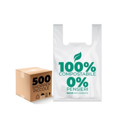 Buste Shopper Biodegradabili Piccole 10g - 500pz - 27x50cm - RMove