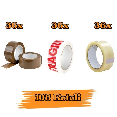 EcoPrice Nastro Adesivo Imbal Trasp+Avana+Fragile 48mmx66m 108pz