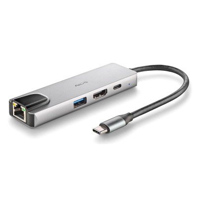 NGS NGS-HUB-0140 hub di interfaccia USB 2.0 Type-C 5000 Mbit/s Alluminio, Nero