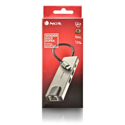 NGS NGS-HUB-0140 hub di interfaccia USB 2.0 Type-C 5000 Mbit/s Alluminio, Nero