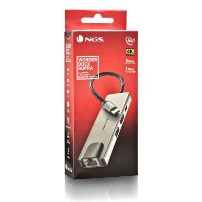 NGS NGS-HUB-0140 hub di interfaccia USB 2.0 Type-C 5000 Mbit/s Alluminio, Nero