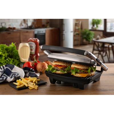 Ariete 1911 Toast & Grill Slim - Piastra elettrica antiaderente per toast e sandwich - piastra rigata - 1000 Watt - Argento