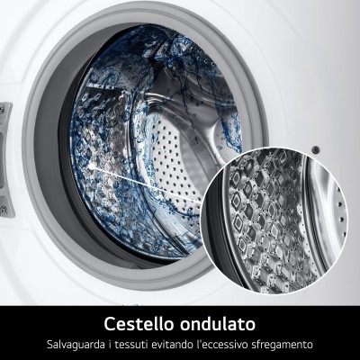 LG F4NA1009NWK Lavatrice 9kg, Classe A, 1400 giri, Programma igiene con vapore, Top rimovibile, White