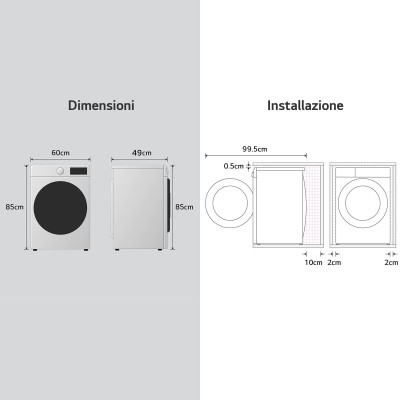 LG F4NA1009NWK Lavatrice 9kg, Classe A, 1400 giri, Programma igiene con vapore, Top rimovibile, White