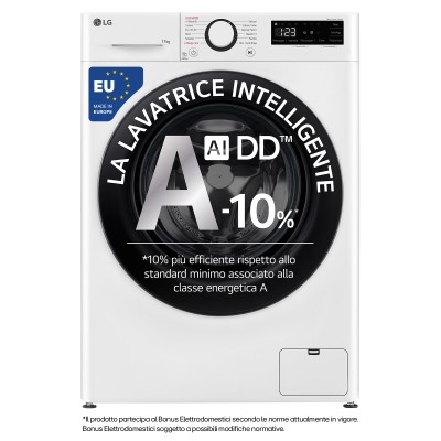 LG F4R3011NSWB Lavatrice 11kg AI DD, Classe A-10%, 1400 giri, Lavaggio a vapore