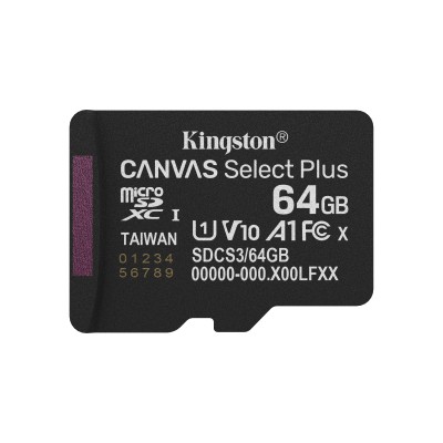 Kingston Technology 64GB microSDXC Canvas Select Plus Gen3 100MB/s A1 (Adattatore SD incluso)