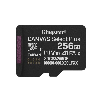 Kingston Technology 256GB microSDXC Canvas Select Plus Gen3 150MB/s A1 (Adattatore SD incluso)