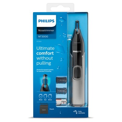 Philips Serie 3000 Rifinitore Taglia Peli Naso e Orecchie NT3650/16