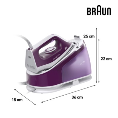 Braun CareStyle 1 Pro - Ferro da stiro con caldaia, Piastra con tecnologia FreeGlide3D, 2200W, 1,7L, Viola (IS1514VI)