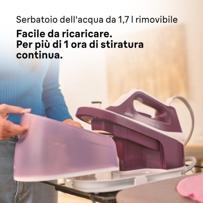 Braun CareStyle 1 Pro - Ferro da stiro con caldaia, Piastra con tecnologia FreeGlide3D, 2200W, 1,7L, Viola (IS1514VI)