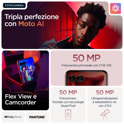 Motorola razr 60 ultra 17,7 cm (6.96") Doppia SIM Android 15 5G USB tipo-C 16 GB 512 GB 4700 mAh Bordeaux