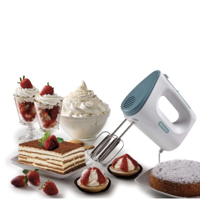 Ariete 1545 Sbattitore Breakfast, 450W, 5 velocità, Funzione turbo, 2 fruste, White & Aegean teal