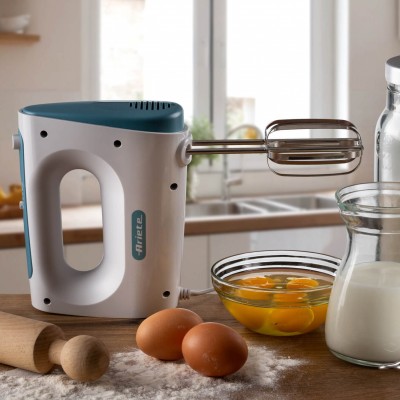 Ariete 1545 Sbattitore Breakfast, 450W, 5 velocità, Funzione turbo, 2 fruste, White & Aegean teal