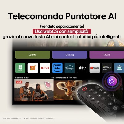 LG UHD AI 55UA75006LA TV Serie UA75 55'' 4K, α7 Gen8, HDR10, 20W, 3 HDMI con Game Optimizer, Smart TV WebOS 25