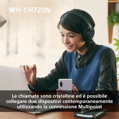 Sony WHCH720NP.CE7 cuffia e auricolare Con cavo e senza cavo A Padiglione Musica e Chiamate USB tipo-C Bluetooth Blu