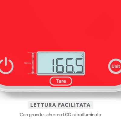 Moulinex BN50U3 bilancia da cucina Rosso Superficie piana Rettangolo Bilancia da cucina elettronica