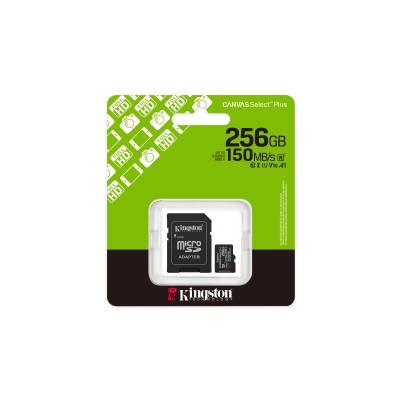 Kingston Technology 256GB microSDXC Canvas Select Plus Gen3 150MB/s A1 (Adattatore SD incluso)
