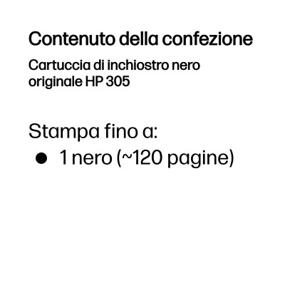 HP Cartuccia di inchiostro nero originale 305