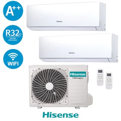 Climatizzatore Hisense Dual Inverter 12+12 4,2kW Serie New Comfort 12000+12000 Btu 2AMW42U4RGC Gas R32 A++ Wi Fi Integrato