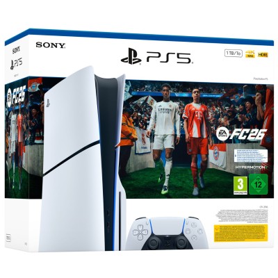 Sony PlayStation 5 + EA Sports FC 26 Bundle 1 TB Wi-Fi Nero, Bianco