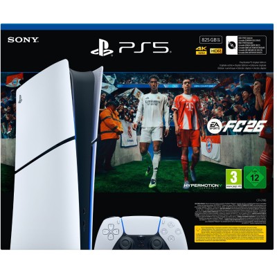 Sony PlayStation 5 Digital + EA Sports FC 26 Bundle 825 GB Wi-Fi Nero, Bianco
