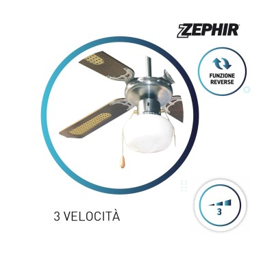ZEPHIR ZFS9107M Ventilatore A Soffitto 70W Con Luce