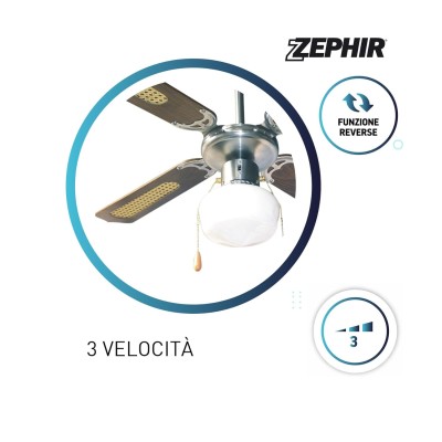 ZEPHIR ZFS9107M Ventilatore A Soffitto 70W Con Luce
