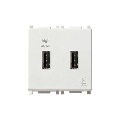 Caricatore USB Doppio Vimar Plana 5V 2,1A - Ricarica Rapida per Smartphone e Tablet - SKU: [inserire codice SKU] - Bianco