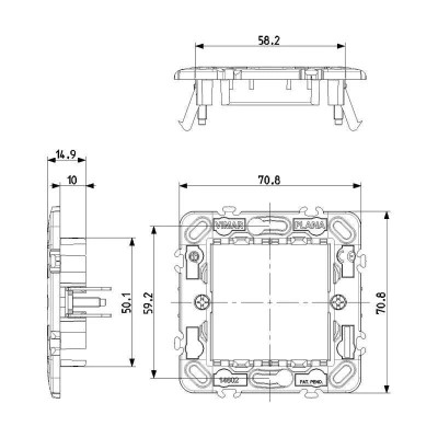 Supporto Vimar Plana 2 Moduli Con Griffe per Scatole Tonde 14602 - Facile Installazione e Compatibilità Ottimale