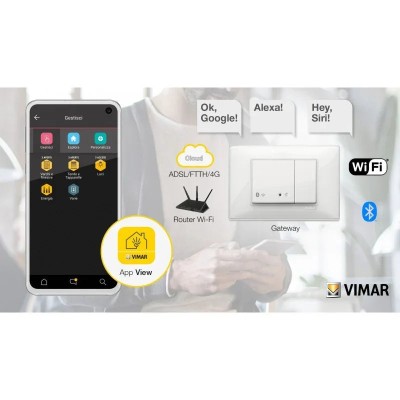 Gateway Connesso WIFI Vimar Plana IOT 2 Moduli Bianco - SKU 14597, Smart Home, Compatibile Alexa, Facile Setup