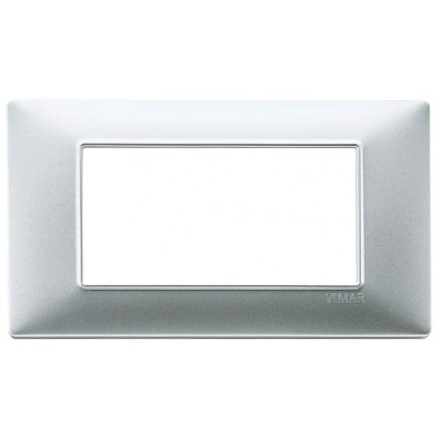 Vimar Plana Placca 4 Moduli Argento Opaco 14654.20 - Design Moderno, Facile Installazione, Alta Qualità