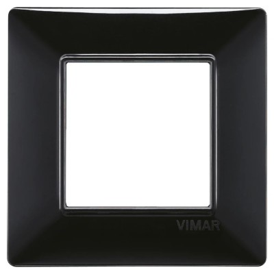 Placca Vimar Plana 2 Moduli Nero 14642.05 - Tecnopolimero, Design Elegante, Made in Italy