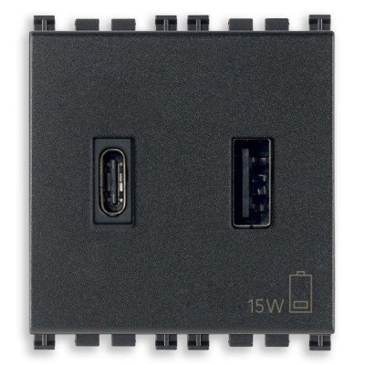 Alimentatore VIMAR 15W 3A 5V USB A+C - Ricarica Veloce, Compatibile con Dispositivi Elettronici - SKU 19295.AC