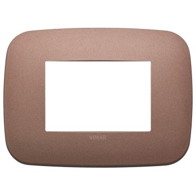VIMAR Placca Round 3M Bronzo Matt - SKU 19683.24, Metallo Elegante, Supporta 3 Moduli