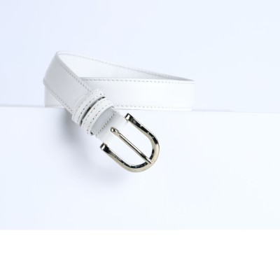 Cintura Made in Italy in Vera Pelle Mod.Roma - Bianco puro - Spessore 2,5cm