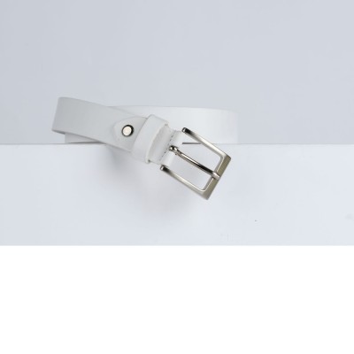 Cintura Made in Italy in Vero Cuoio Mod.Roma - Bianco puro - Spessore 2,5cm