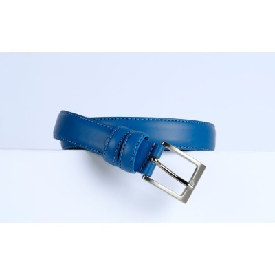 Cintura Made in Italy in Vera Pelle Mod.Roma - Blu Acciaio - Spessore 2,5cm