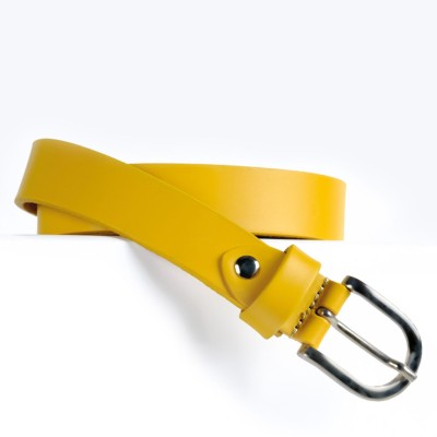 Cintura Made in Italy in Vera Pelle Mod.Roma - Giallo Narciso - Spessore 2,5cm
