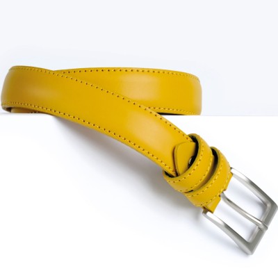 Cintura Made in Italy in Vera Pelle Mod.Roma - Giallo Narciso - Spessore 2,5cm