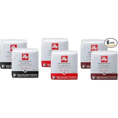 illy Caffe'  Capsule Iperespresso Classico 2x18pz + Intenso 2x18pz + Forte 2x18pz Degustazione 108pz