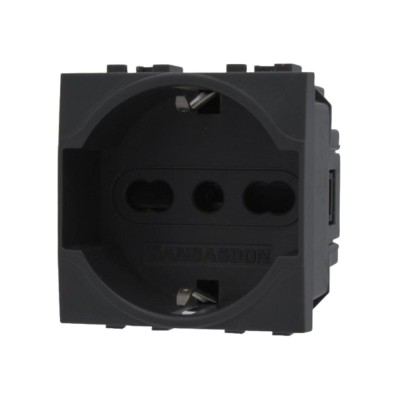 Sandasdon Presa Schuko 2P+T 10/16A 250V Style Nero SD81400