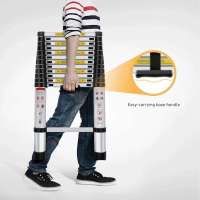 Scala Telescopica Hercules 3.8m in Alluminio Regolabile, Carico 150 Kg, Sicurezza Antiscivolo, Pieghevole 88 cm