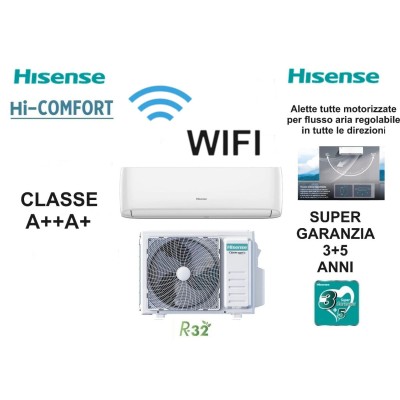 Hisense Climatizzatore Condizionatore Hisense Inverter serie Hi Comfort 12000 Btu AS35MR0BW + CF35LR03G R-32 Wi-Fi Integrato