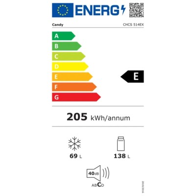 CANDY FRIGORIFERO 207LT CHCS514EX BIANCO