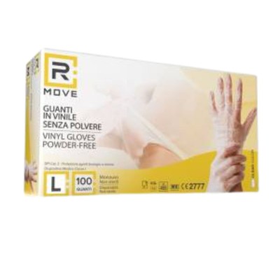 RMove 1Conf. da 100pz Tg.L - Guanti Vinyl Clear Uso Medico Senza Polvere