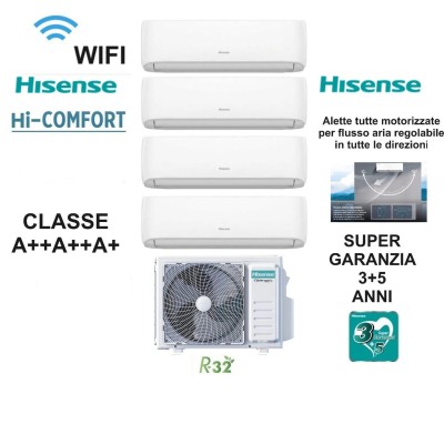 Climatizzatore Hisense Quadri Split Inverter 4AMW81U4RAA 8,1 kW R-32 Wi-Fi 9+9+9+12, Classe A++