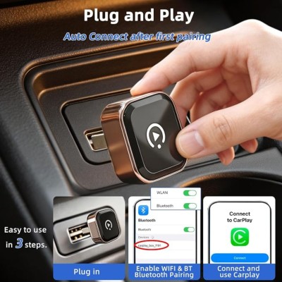 Adattatore Carplay Wireless Per Auto USB A, adattatore USB-C incluso