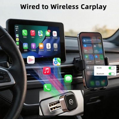 Adattatore Carplay Wireless Per Auto USB A, adattatore USB-C incluso