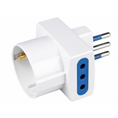 EcoPrice Adattatore Triplo 1 Schuko +2 10A Spina 2P+T 10A W