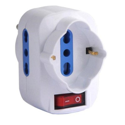 EcoPrice Adattatore Triplo Schuko +2 10/16A Spina 10A +Interrut.